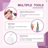 Acrylic Nail Kit with LED Nail Lamp and Electric Nail Drill Machine,Clear White Pink Acrylic Powder and Acrylic Monomer Liquid,12 Pcs Glitter Powder Nail Art Tools for Acrylic Nails