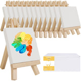 Small Canvases for Painting with Easel Set , Pack of 14 ,4 x 4 Inches Mini Canvas and 14pcs 5" Mini Easel , Small Canvas for Adults Kids Art Supplies, for Acrylic Pouring and Oil Painting