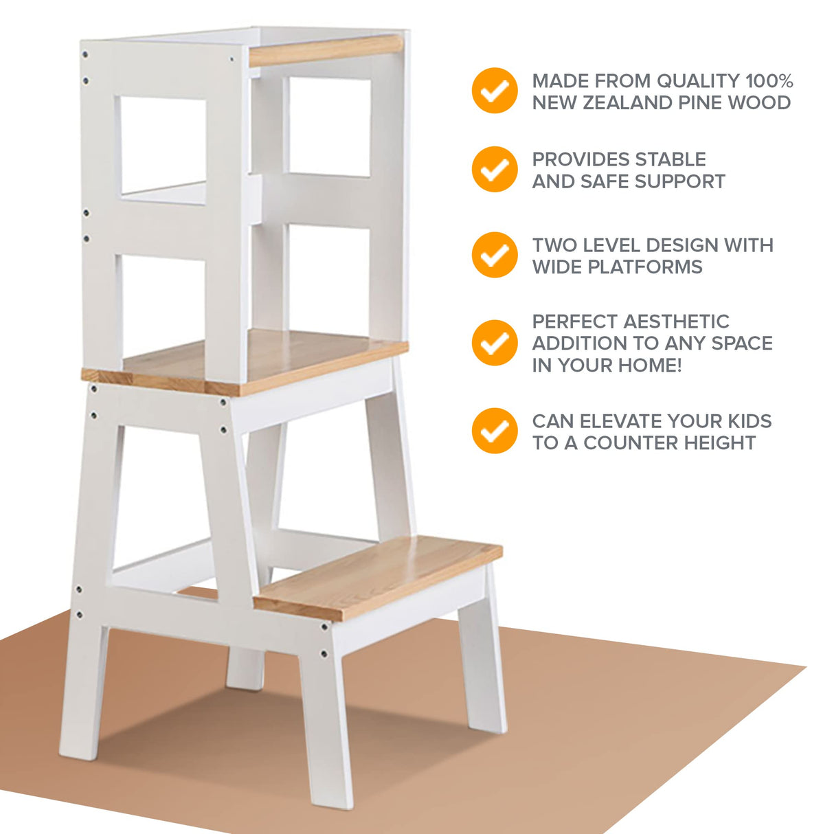 Kitchen Helper Tower Stable and Safe Smart Design - Multi-use Step Stool