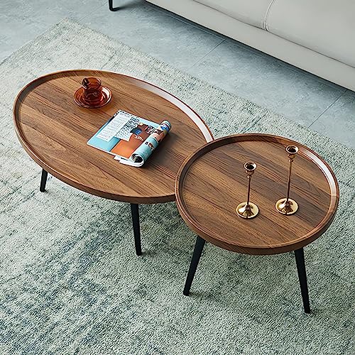 Coffee Table Set,HX Dream Center Table Living Room 2-Piece,Combination Coffee Table,Round Sofa Coffee Table Suitable for Living Room, Balcony, Garden（Wood Color）