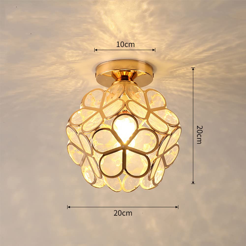 Modern Metal Ceiling Light Fixture- Industrial Mini Semi Flush Mount Ceiling Lighting Metal Chandeliers Fitting,Semi Flush Mount Lighting E26 for Kitchen Dining Rooms Living Room (Golden) Comfortable