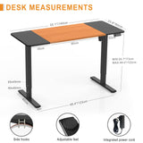 Electric Height Adjustable Standing Desk 140x60cm (55.1"x23.6"), Sit Stand Desk with Splicing Top for Home Office (Black Frame, Black + Cherry Desktop)