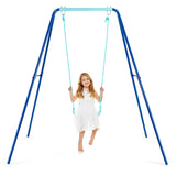 Kids Swing Set, A-Frame Swing Sets for Backyard w/Ground Stakes, Non-Slip Seat, Kids Swing Frame Stand with Swing Seat Great for Indoor Outdoor Garden Playground (Blue)