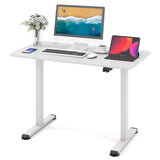 Electric Standing Desk, Ergonomic Stand Computer Desk, Built-in Cable Management Hole, Button Controller, Home Office Height Adjustable Computer Workstation, Anti-Collision Design