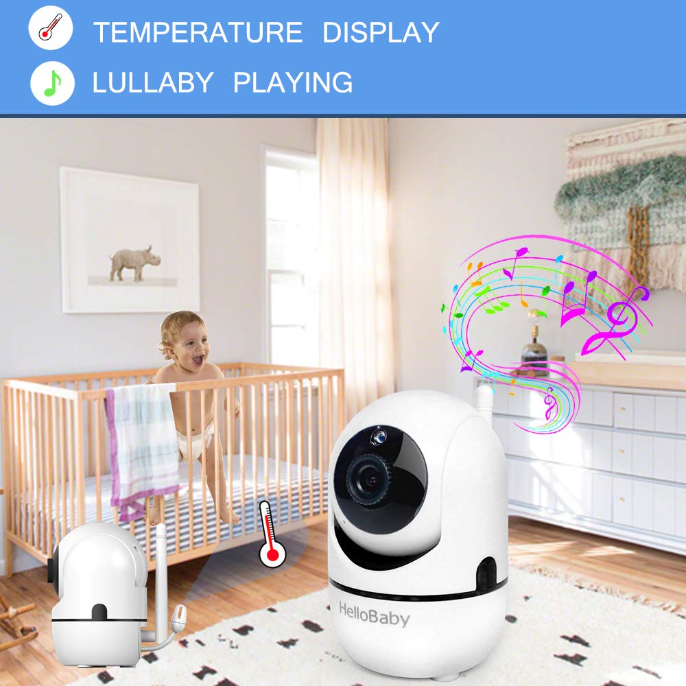 Wireless Baby Monitor with Camera and Audio,3.2’Screen, 2.4Ghz Video Monitor with Night Vision, Temperature Display, Lullabies, 960ft Range ,High Capacity Battery