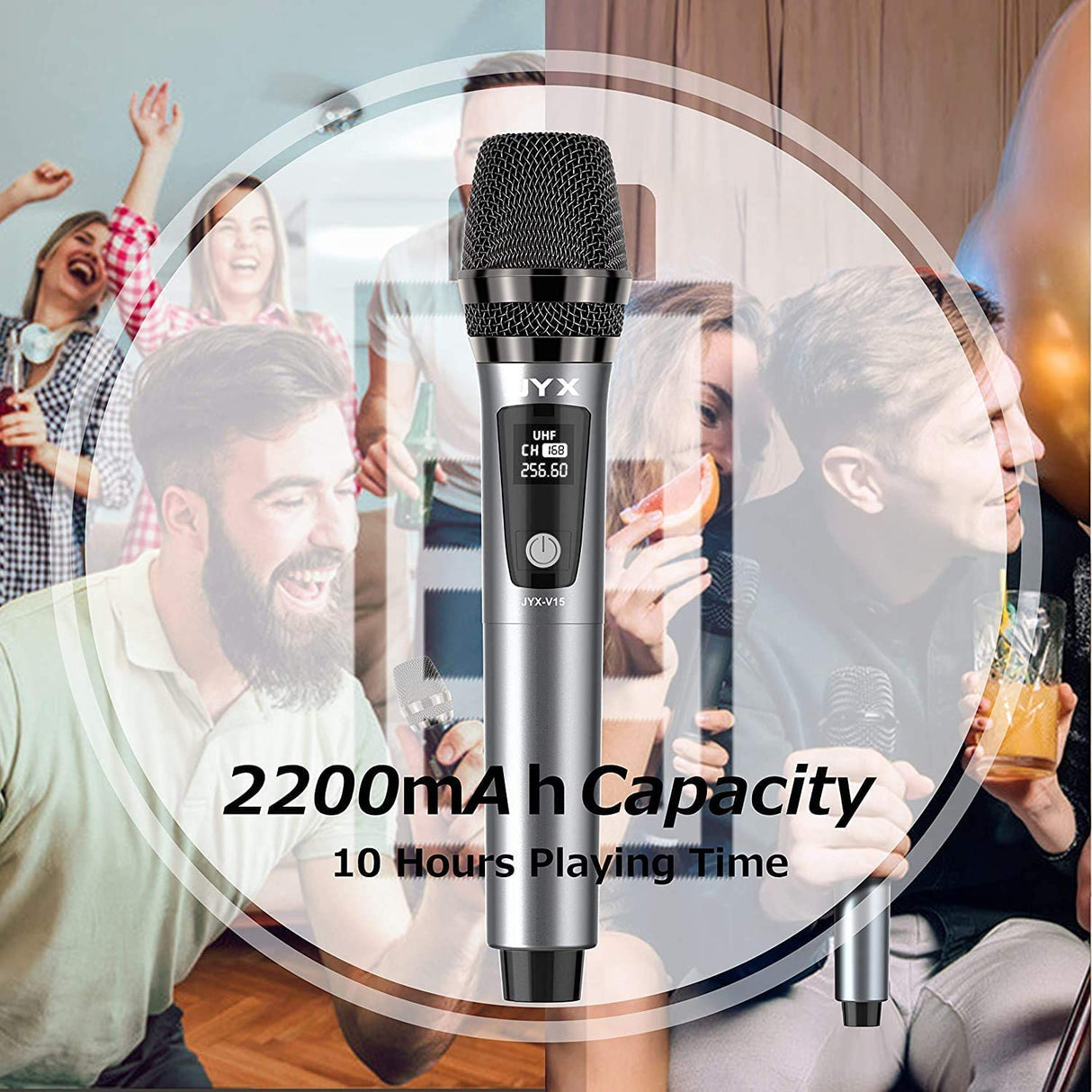 Wireless Microphone, Professional UHF Metal Handheld Dynamic Mic System with Rechargeable Receiver 1/4''(6.35mm) Plug, for Amplifier, PA System, Karaoke Singing, Wedding, Party, Speech, Church