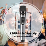 Wireless Microphone, Professional UHF Metal Handheld Dynamic Mic System with Rechargeable Receiver 1/4''(6.35mm) Plug, for Amplifier, PA System, Karaoke Singing, Wedding, Party, Speech, Church