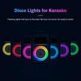 Karaoke Machine, 10" Woofer Big Bluetooth Karaoke Speaker, Portable Party Speaker with 2 Wireless Mics, Party Lights & Bass/Treble/Echo Adjustment, Supports Vocal Cut, TWS/Bluetooth/REC/USB/TF/AUX