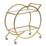 Steel Bar Cart with Glass Rack, Gold