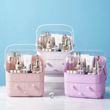 Pink Makeup Organizer Holder Cosmetic Storage Box with Dust Free Cover Portable Handle,Fully Open Waterproof Lid, Dust Proof Drawers,Great for Bathroom Countertop Bedroom Dresser