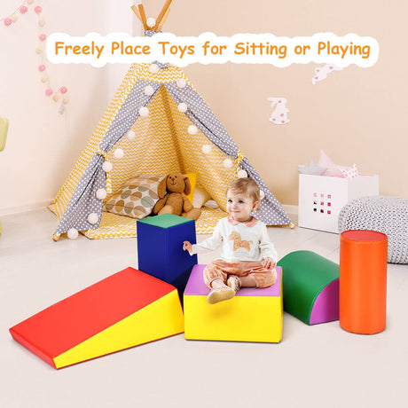 5PCS Kids Crawl & Climb Foam Play Set, Colorful Baby Foam Blocks to Crawling, Climbing, Walking, Children Educational Soft Play Equipment for Toddlers