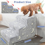 Pet Stairs for High Beds and Couch, 3-Step Pet Stairs, High-Density Foam, Non-Slip Washable Cover