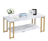 Marble Print Coffee Table Accent Rectangular Cocktail Tea End Table