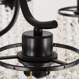 7 Lights Crystal Chandelier, Industrial Farmhouse Chandeliers,Metal Black Pendant Light Dining Room Light Fixture for Kitchen Island Living Room Hallway Bedroom