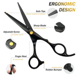 Hair Cutting Scissors Kit 6" Professional Barber Stainless Steel Hairdressing Scissors Set Hair thinning Shears Bang Hair Scissor for Kids/Women/Men/Salon/Home