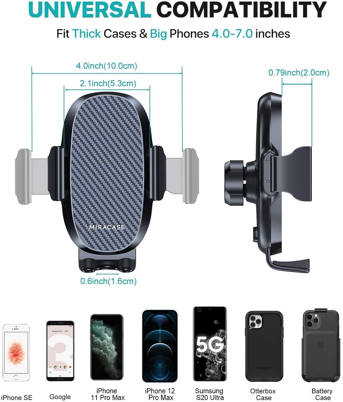 Ultra Stable & Strong Suction: Miracase Car Phone Holder, Car Phone Mount for Dashboard & Windshield & Air Vent, Compatible with iPhone 13 Pro Max 12 11 XR SE Samsung and More Smartphones