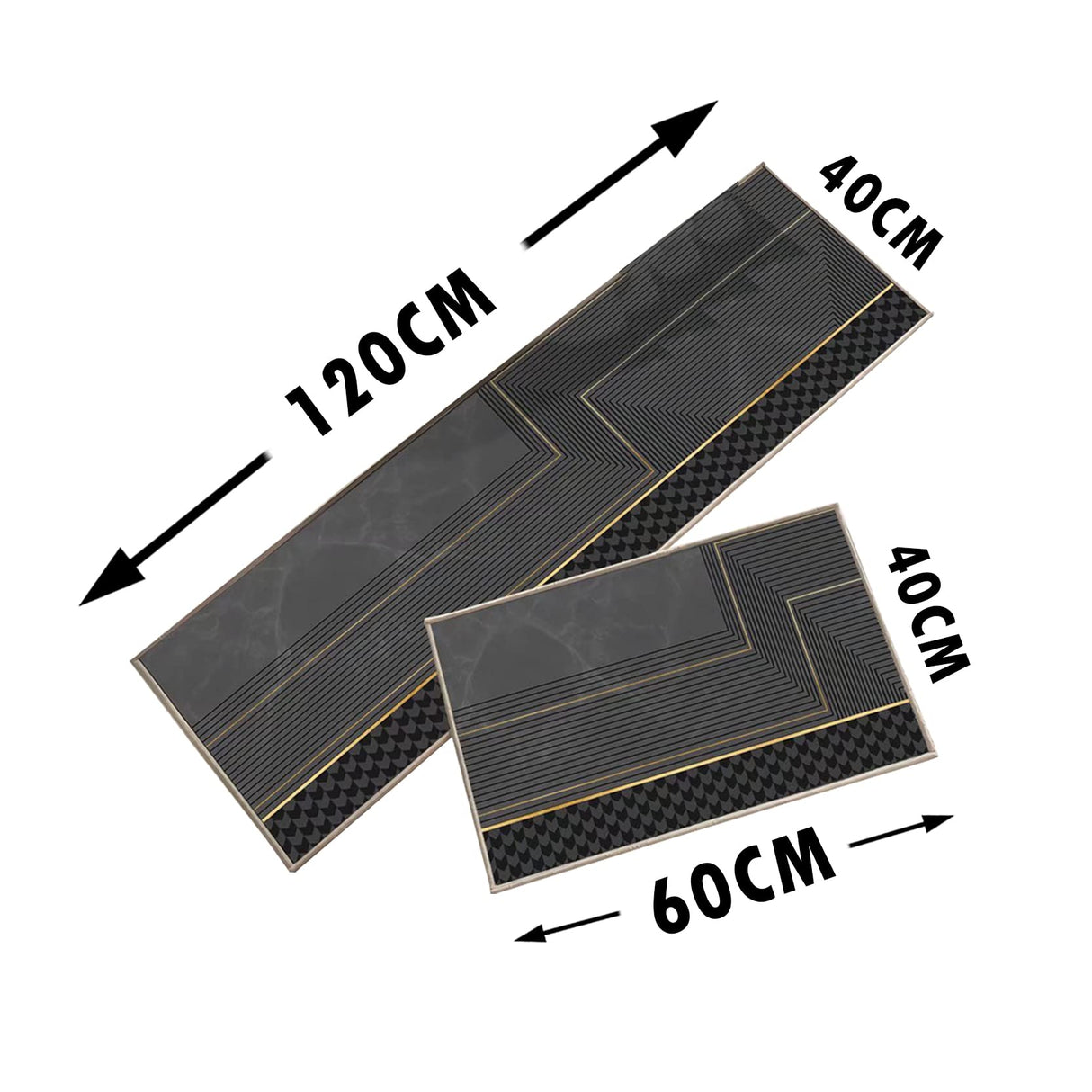 2 Pieces Anti-Fatigue Cushioned Rugs, 120x 40 cm and 60 x 40 cm, Kitchen Floor Mat, Non Slip Waterproof Kitchen Rugs & Mats for Standing Front Kitchen, Sink, Home, Laundry Room, Bathroom (Matrix)