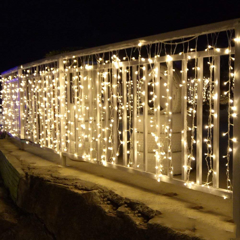 Solar Curtain Lights Outdoor Waterproof -Warm White