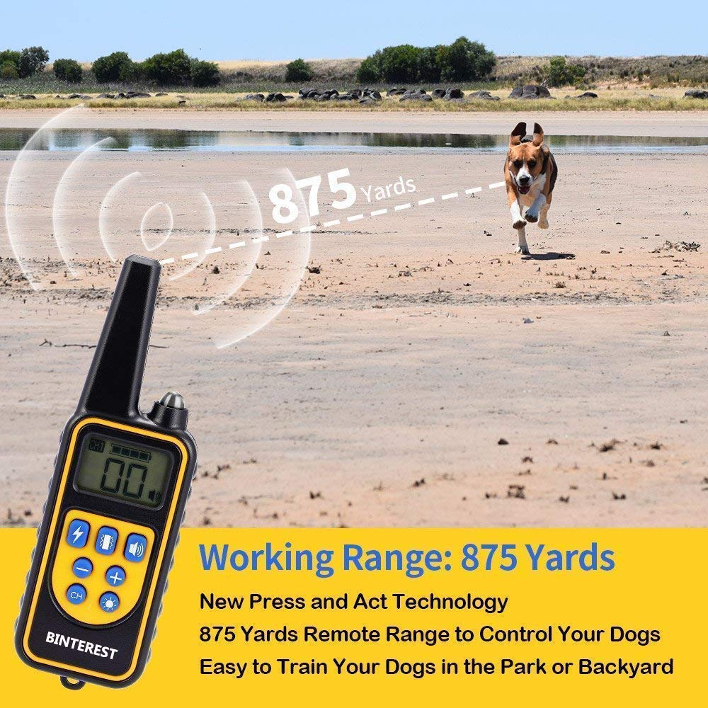 Dog Training Collar, Rechargeable Waterproof Dog Shock Collar for Dogs with Remote 2600ft, Anti Bark Collar with Beep Vibrating Shock LED Light 4 Modes for Small Medium Large Dogs