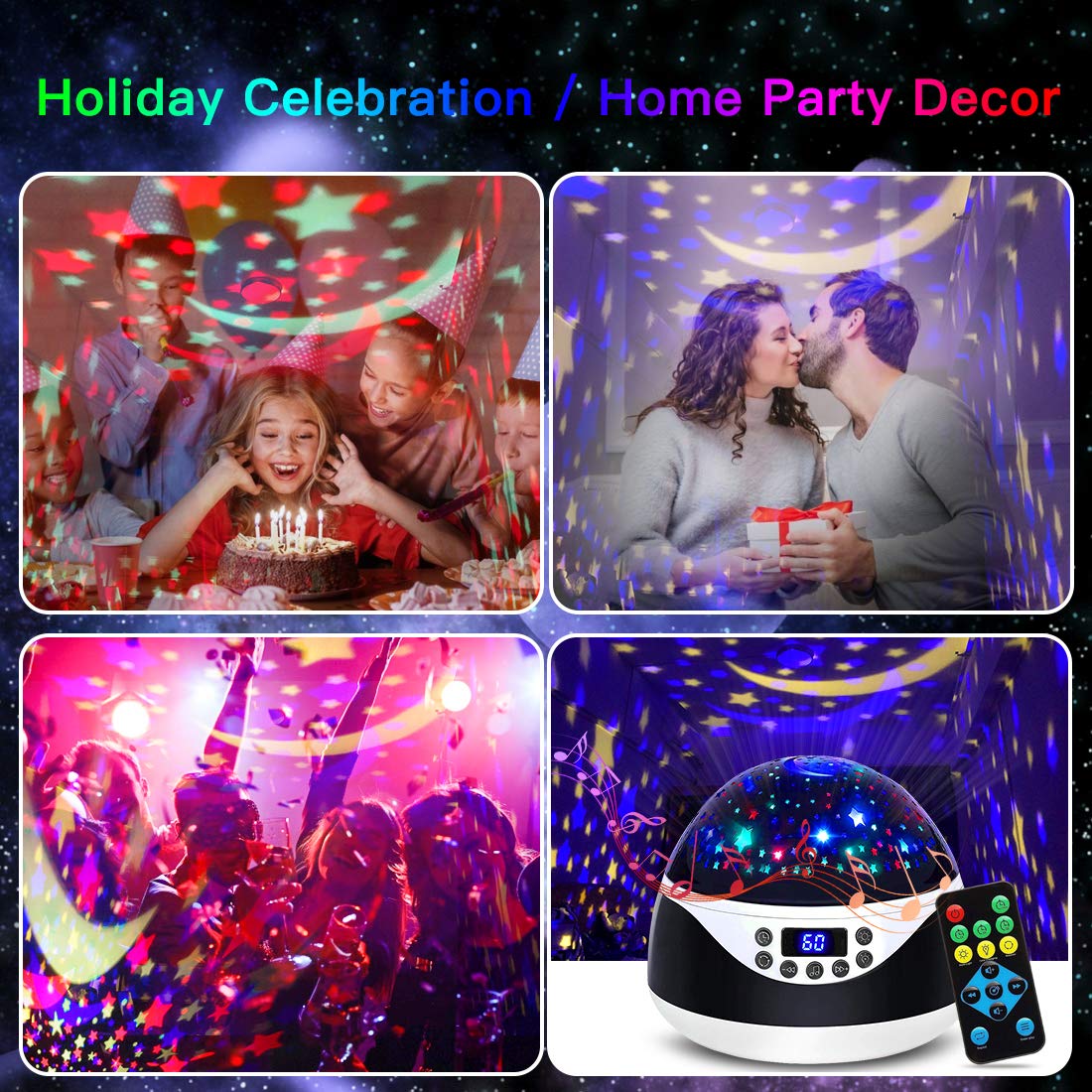 Night Lights with Music & Timer, Star Light Constellation Projector, Sound Machine for Baby Sleeping