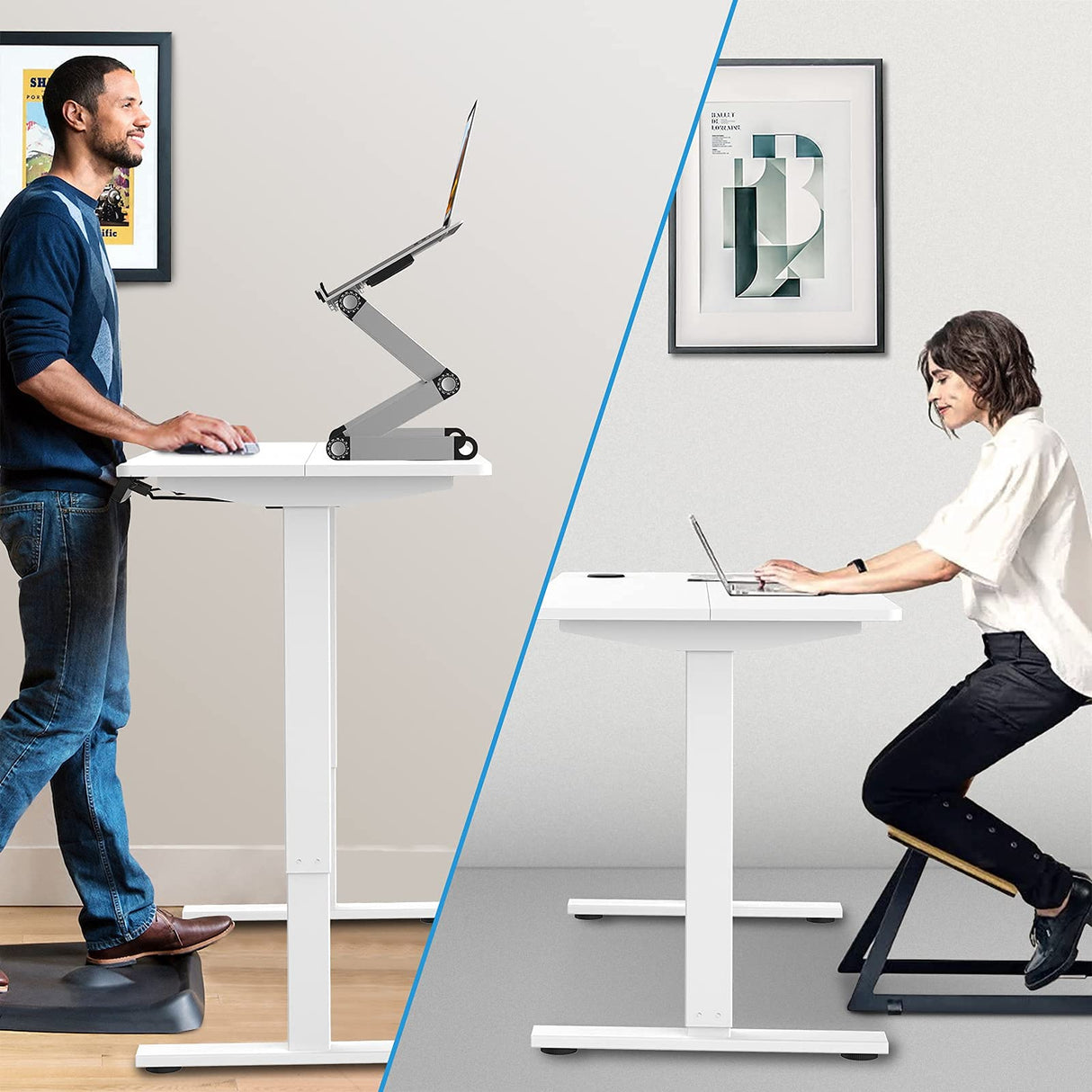 Ergonomic Standing Desk 28"-45" Height Adjustable Electric Sit Stand Desks with Smart Memory Lifting Base Sturdy Motor Computer Workstation for Home, Office, Gaming, Study(White Top White Legs)