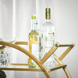 Steel Bar Cart with Glass Rack, Gold