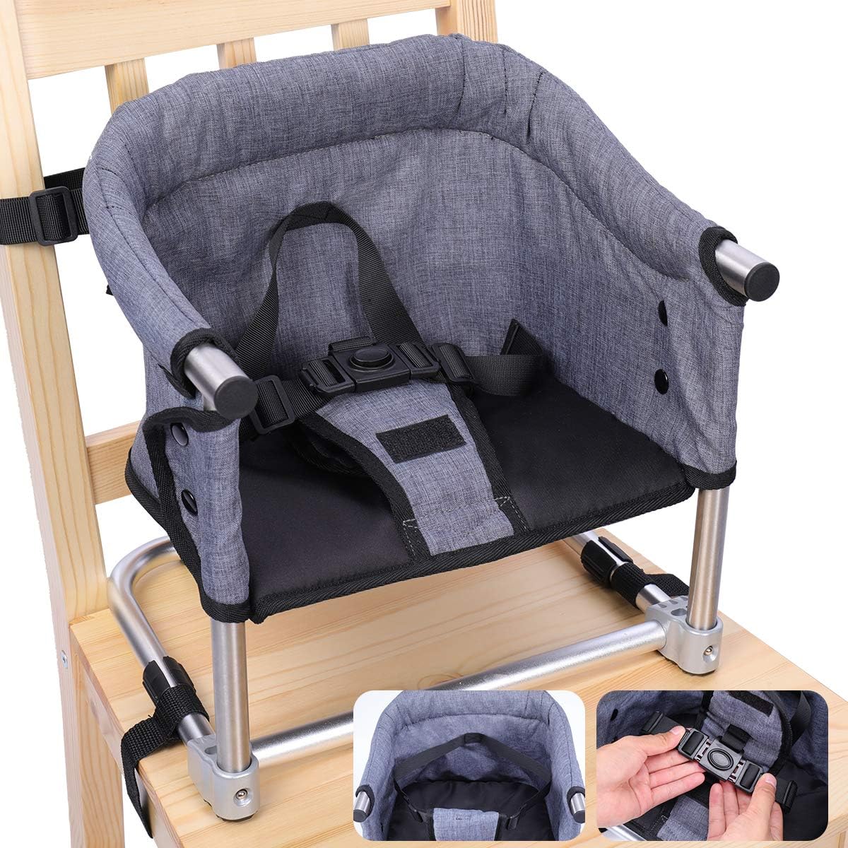 Portable Baby Folding Chair Height Adjustable High Chair Nursing & Feeding Seat for Home & Travel, Grey