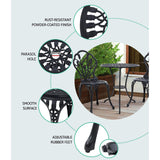 Gardeon 3PC Outdoor Setting Cast Aluminium Bistro Table Chairs Garden Patio