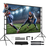 Projector Screen with Stand, 150 inch 16:9 Portable for Home Theater, Outdoor Indoor Party, Backyard Cinema.