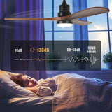 52" Ceiling Fan with Light Remote Control, DC Motor Outdoor LED Modern Smart Ceiling Fans, Wood Walnut Blades, Noiseless Reversible 6-Speed Motor for Bedroom, Garage, Patios, Kitchen, Farmhouse