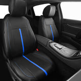 PU Leather Car Seat Covers Fit Most Cars Trucks SUVS High Back Front Bucket Auto Seat Covers Set Car Seat Protector Car Seat Cover with Zipper Design, Airbag Compatible (Blue, Full Sets)