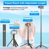 60" Cell Phone Selfie Stick Tripod,Smartphone Tripod Stand All-in-1 with Integrated Wireless Remote,Portable,Lightweight,Extendable Phone Tripod for 4''-7'' iPhone and Android