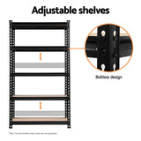 Garage Shelving, Warehouse Racking System Racks Storage Industrial Commercial Organize Capacity, 5 Shelves Steel Metal Adjustable 750KG Assembly Easy Heavy Duty Black 1.5M x 1.4M