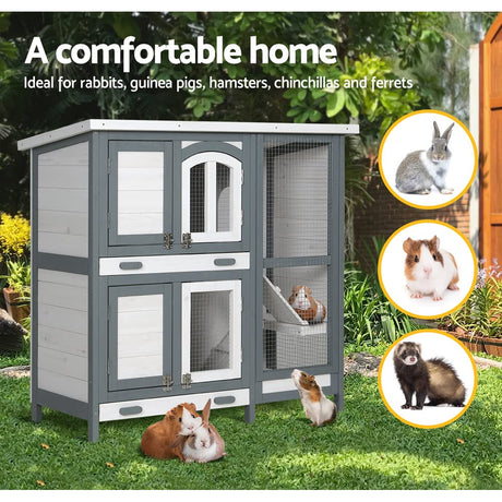 Rabbit Hutch Chicken Coop Large Run Hamster Guinea Pig 98cm x 45cm x 92cm