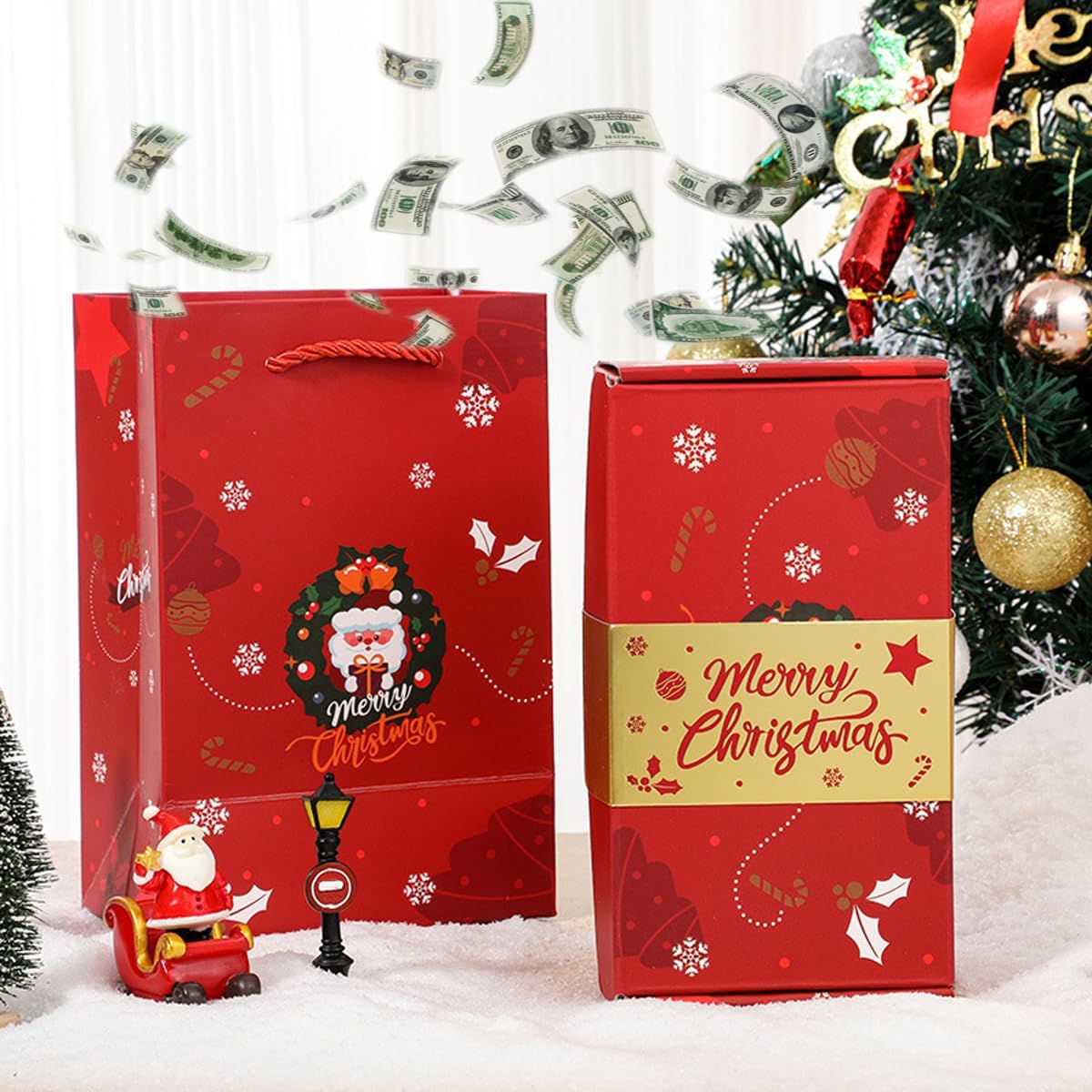 Christmas Surprise gift box - Surprise Gift Box Set, New Merry Christmas Surprise Gift Box Explosion for Money, Funny Box