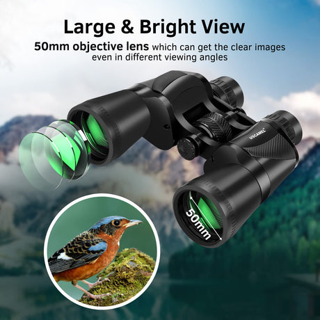 Binoculars for Adults,20 x 50 High Power Binoculars for Bird Watching,Waterproof Binoculars Professional with Porro BAK4 Prism Len Multilayer-Coated Lenses for Hunting Concert,Theater