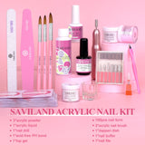 Acrylic Nail Kit with Nail Drill - White/Pink/Clear Acrylic Powder and Liquid Set Acrylic Nail Brush Nail Supplies Nails Kit for Beginner with Everything for Acrylic Nails Art Design Home DIY