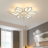 Dimmable Modern Ceiling Light, 56W LED Flower Ceiling Lamp, White Acrylic Flower Light Fixture, 6-Head Flush Mount Chandelier Ceiling with Remote, Ideal for Bedroom Kitchen Dining Room Lighting