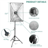 Softbox Lighting Kit 4x 25W LED Bulbs Professional Boom Arm Photography Continuous Light Studio Equipment with E27 Socket and 20x28inch Reflector Diffuser for Portrait Product Fashion Shooting