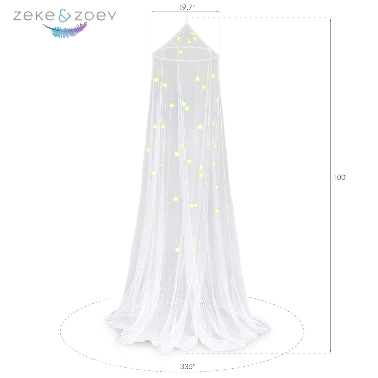 Kids Hanging Bed Canopy for Girls Bed or Boys with Glow in The Dark Stars. The Bed Netting Will Light up Your Child's own Galaxy