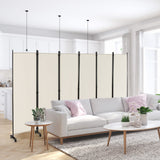 6-Panel Folding Room Divider, 1.72m Rolling Privacy Screen with Lockable Wheels, Portable Wall Divider and Separator, Freestanding Privacy Protection for Living Room, Bedroom, Office