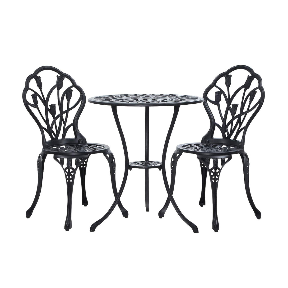 Gardeon 3PC Outdoor Setting Cast Aluminium Bistro Table Chairs Garden Patio