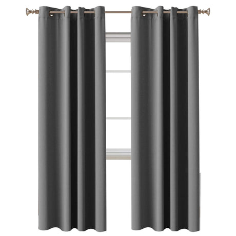 Three Pass Microfiber Blackout Thermal Insulated Eyelet Panel Window Curtains/Drapes (Set of 2 Panels, 132 x 243 cm, Grey)