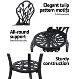 Gardeon 3PC Outdoor Setting Cast Aluminium Bistro Table Chairs Garden Patio