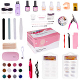 Acrylic Nail Kit – Full Acrylic Nail Set with Nail Drill Machine, Pink White Clear Acrylic Powder, Monomer Acrylic Liquid, 12 Pcs Glitter Nail Art Kit & with Nail Tips And Gel Nail Kit