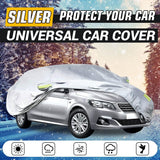 SUV Cover 190T Polyester Car Cover Waterproof All Weather for Automobiles, UV Protection Rainproof Windproof Outdoor Indoor Full Car Cover Universal Fit for Sedan SUV, (Silver)