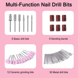 Electric Nail Drill Kit, 48Pcs USB Portable Electric Nail Drill Machine, Electric Nail File for Acrylic, Gel Nails, Manicure Pedicure Tools with 48 Drill Bits and Sanding Bands