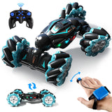 RC Stunt Car, 2.4GHz 4WD Remote Control Gesture Sensor Toy Cars, Double Sided Rotating Off Road Vehicle 360° Flips with Lights Music, for Boys & Girls Birthday