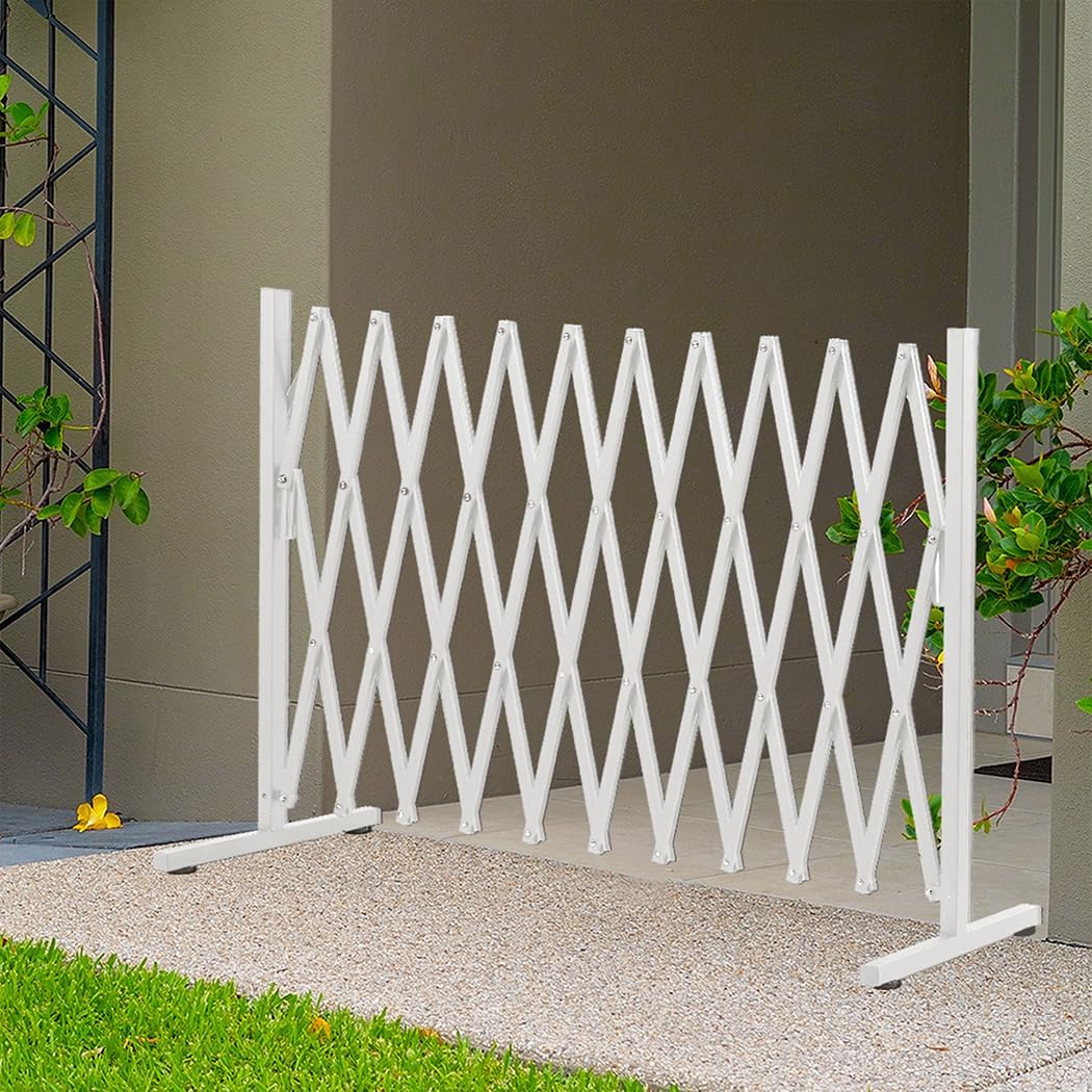 Expandable Fence Gate Garden Security Gates Metal Retractable Indoor Outdoor Safety Barrier Traffic White