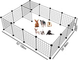 16pcs Metal Wire Storage Cubes Organizer, DIY Small Animal Cage Rabbit, Guinea Pigs, Puppy | Pet Products Portable Metal Wire Yard Fence (Black, 16 Panels)